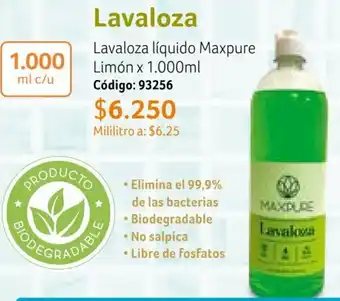 Lavaloza líquido Maxpure Limón x 1.000ml