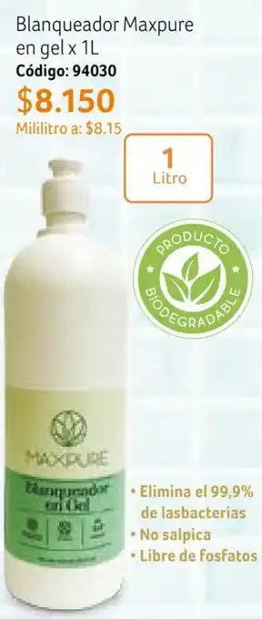 Nova Venta Blanqueador Maxpure en gel x 1L oferta