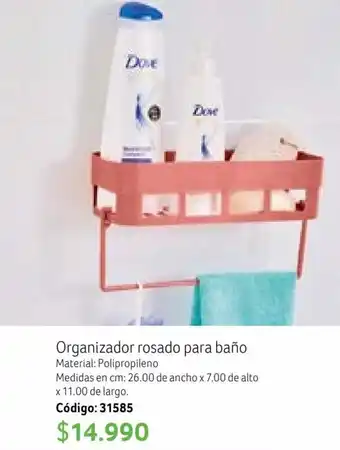Organizador rosado para baño