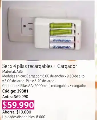 Nova Venta Set x 4 pilas recargables + Cargador oferta