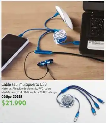 Nova Venta Cable azul multipuerto USB oferta