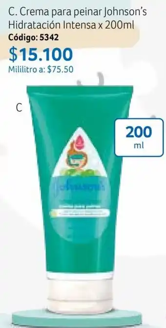 Nova Venta Crema para peinar Johnson's Hidratación Intensa x 200ml Código: 5342 oferta