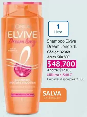 Nova Venta Shampoo Elvive Dream Long x 1L Código: 32369 oferta