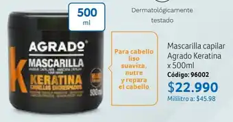 Nova Venta Mascarilla capilar Agrado Keratina x 500ml oferta