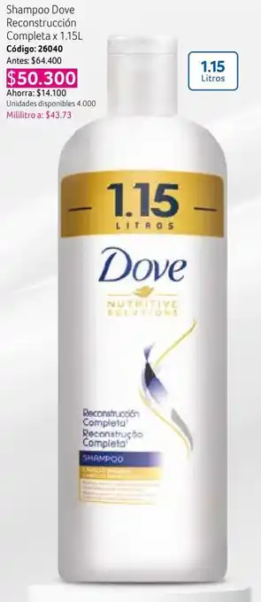 Nova Venta Shampoo Dove Reconstrucción Completa x 1.15L oferta