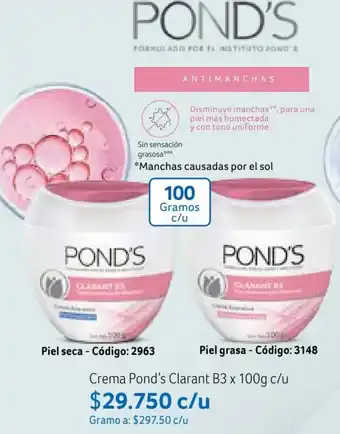 Nova Venta Crema Pond's Clarant B3 x 100g c/u oferta