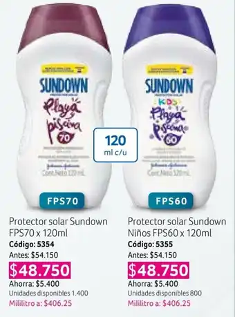 Nova Venta Protector solar Sundown FPS70 x 120ml oferta