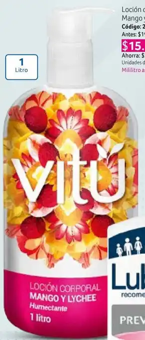 Loción corporal Vitú Mango y Lychee x 1L