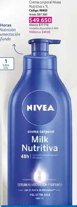Nova Venta Crema corporal Nivea Nutritiva x 1L oferta
