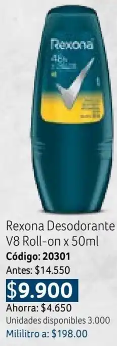 Nova Venta Rexona Desodorante V8 Roll-on x 50ml Código: 20301 oferta