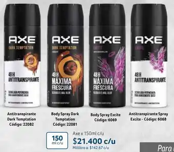 Nova Venta Axe x 150ml c/u oferta