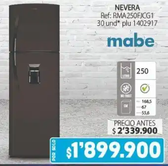 Colsubsidio mabe NEVERA Ref: RMA250FJCG1 30 und* plu 1402917 oferta