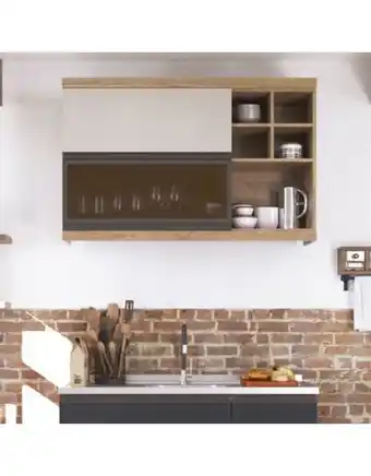 Flamingo Gabinete de cocina mdp bertolini 120cm color arena con ambar oferta