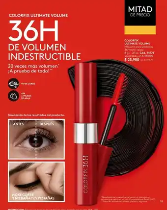 Ésika COLORFIX ULTIMATE VOLUME Máscara para pestañas 36H tono negro oferta