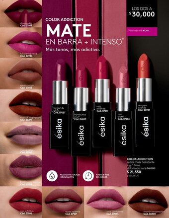 Ésika COLOR ADDICTION Labial mate hidratante 4 g/.14 oz. oferta