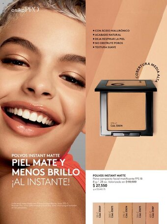 Ésika POLVOS INSTANT MATTE Polvo compacto facial matificante FPS 18 8 g/.28 oz. oferta