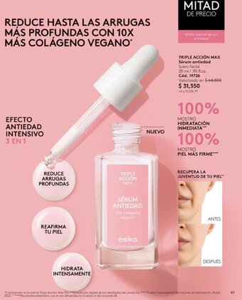 Ésika TRIPLE ACCIÓN MAX Sérum antiedad Suero facial 28 ml/.95 fl.oz. oferta