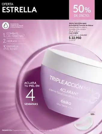 Ésika TRIPLE ACCIÓN MAX Aclaradora Concha de Nácar 120g/ 4.23 oz oferta