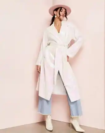 ASOS Asos luxe wrap trench coat in white sequin oferta