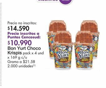 Metro Bon yurt choco krispis pack x 4 und x 169 g c/u oferta