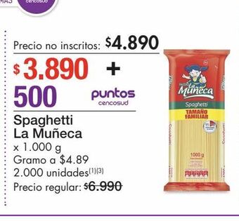 Metro Spaghetti la muñeca x 1.000 g oferta