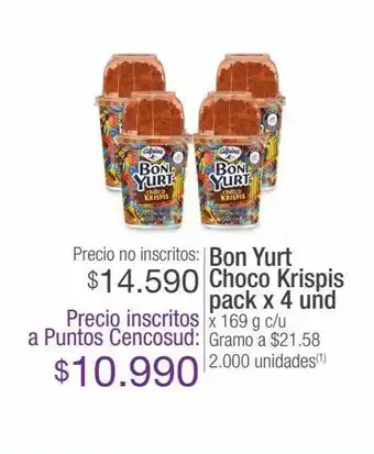 Jumbo Bon yurt choco krispis pack x 4 und x 169 g c/u oferta