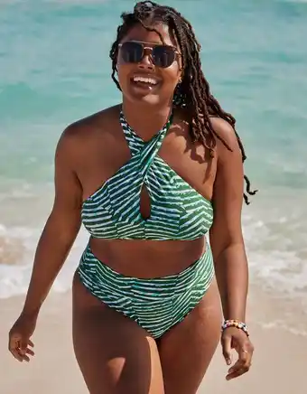 American Eagle Top de bikini aerie crossover keyhole tipo halter oferta
