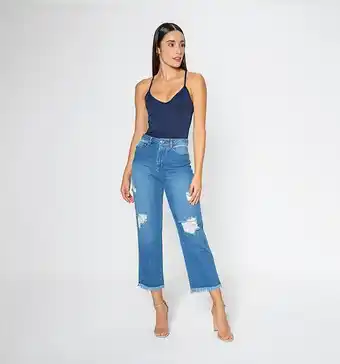 Studio F Jean cinco bolsillos tiro alto con rotos oferta