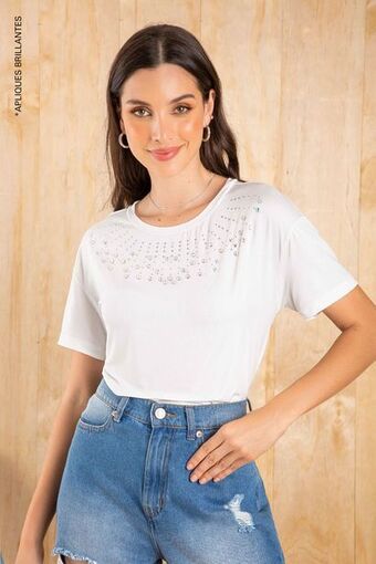 Pacífika Camiseta manga corta marfil oferta