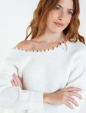 Naf Naf Buzo tejido con perlas decorativas oferta