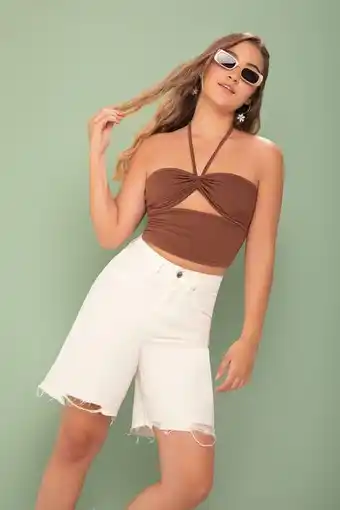 Pacífika Crop top tiras café oferta
