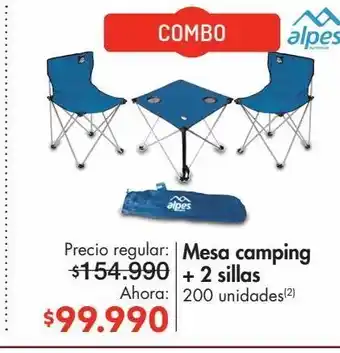 Metro Mesa camping + 2 sillas oferta