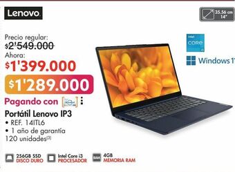 Metro Portátil lenovo ip3 oferta