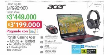 Jumbo Computador portátil acer oferta