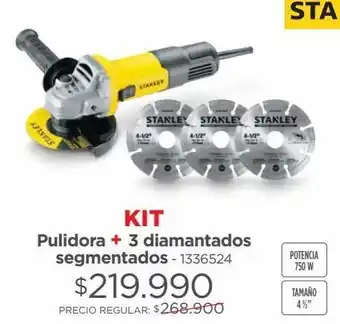 Easy Kit pulidora + 3 diamantados segmentados stanley oferta