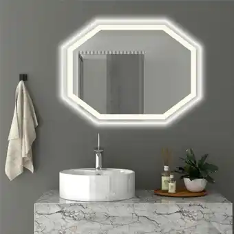 Estra Espejo hexagonal mizu, gris, con luz led oferta