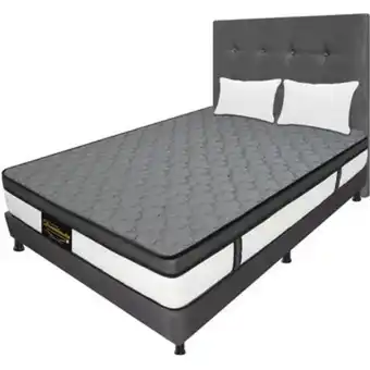 Linio Combo colchón gris doble 140x190 resortado dublín base cama entera cabecero almohadas oferta