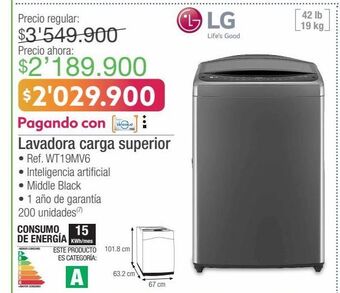 Lavadora carga superior lg