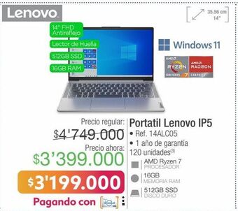 Jumbo Computador portátil lenovo oferta