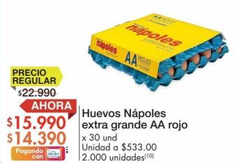Metro Huevos nápoles extra grande aa rojo x 30 und oferta