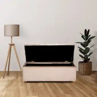 Puff baúl capitoneado beige 120x46x55cm confort vital