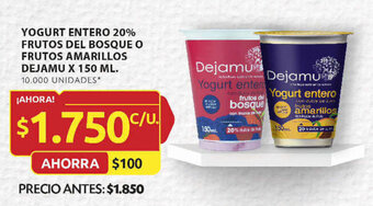Ara YOGURT ENTERO 20% FRUTOS DEL BOSQUE O FRUTOS AMARILLOS DEJAMU X 150 ML. oferta