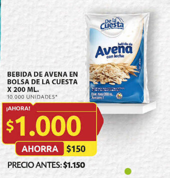Ara BEBIDA DE AVENA EN BOLSA DE LA CUESTA X 200 ML. oferta