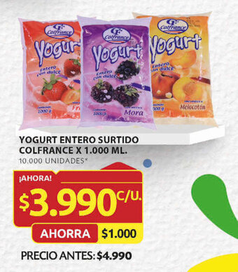 Ara YOGURT ENTERO SURTIDO COLFRANCE X 1.000 ML. oferta