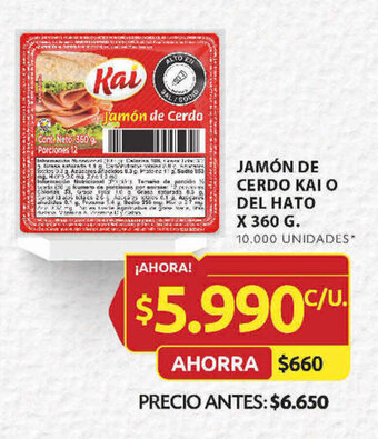 Ara JAMÓN DE CERDO KAI O DEL HATO X 360 G. oferta