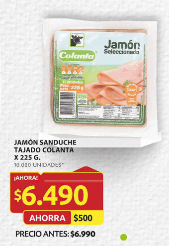 Ara JAMÓN SANDUCHE TAJADO COLANTA X 225 G. oferta