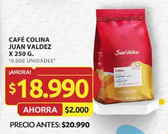 Ara CAFÉ COLINA JUAN VALDEZ X 250 G. oferta