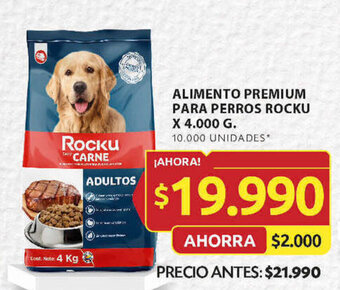 Ara ALIMENTO PREMIUM PARA PERROS ROCKU X 4.000 G. oferta
