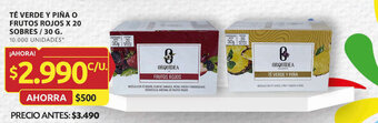 Ara TÉ VERDE Y PIÑA O FRUTOS ROJOS X 20 SOBRES / 30 G. oferta