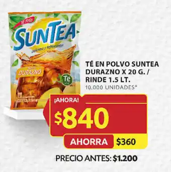 Ara TÉ EN POLVO SUNTEA DURAZNO X 20 G. / RINDE 1.5 LT. oferta